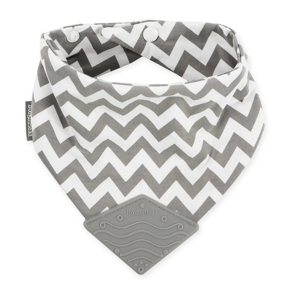 BooginHead Unisex Grey/White Chevron Teether Bib